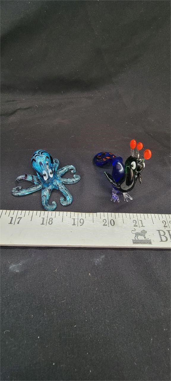 Glass Octopus & Glass Peacock