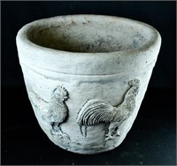 CONCRETE ROOSTER EMBOSSED PLANTER Heavy 13" H