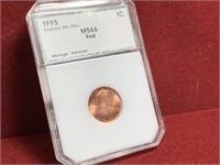 NICE 1995 DOUBLE DIE LINCOLN CENT MS66 RED