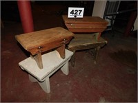 (4) SMALL WOODEN BENCHES