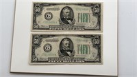 PAIR 1934 $50 Federal Reserve Notes