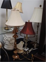 Five table lamps with shades, plus three extra