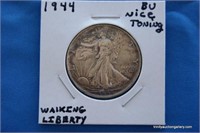 1944 Silver BU Walking Liberty Half Dollar Coin