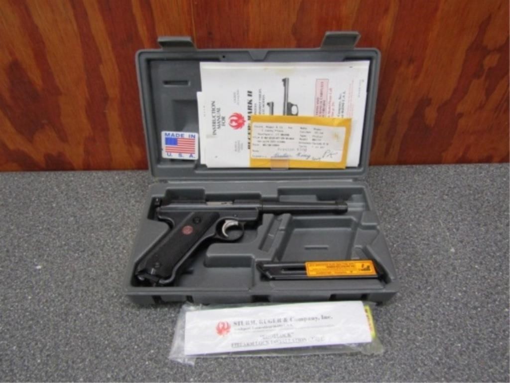 Ruger MK II 22LR Semi Auto, 2 Clips, Case, Sights