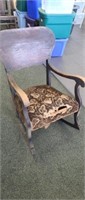 Antique solid wood upholstered project rocking