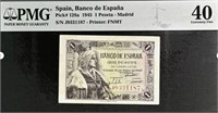 Spain 1 Peseta- Madrid P-128a 1945 PMG 40 SPAS