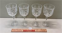 FOUR PRETTY CRYSTAL DRINKING GLASSES