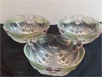 3pc Dinner Bowls Color Tinted Bountiful Cherries