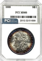 1889 Morgan Silver Dollar MS-66 Obv. Toning