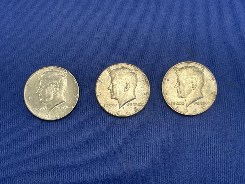 3 U.S.Kennedy 1/2 Dollar Coins