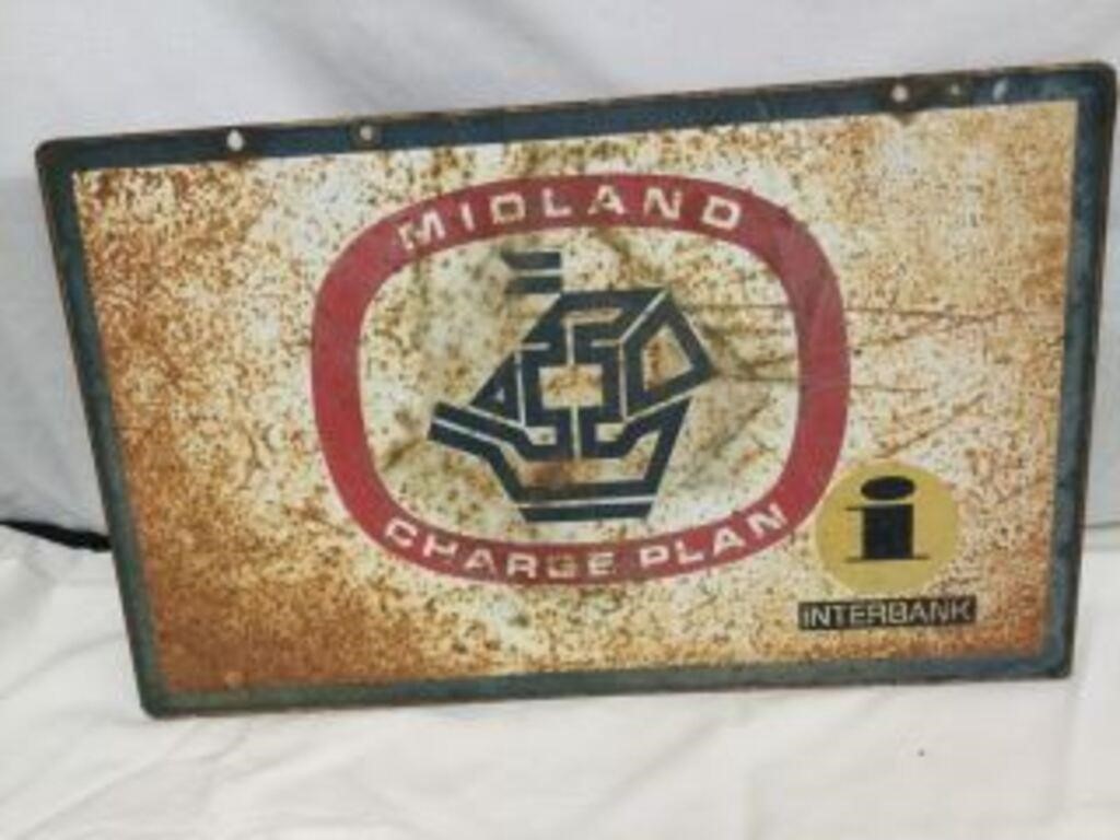 Vintage Marine Midland Charge Plan Sign