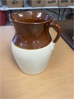 Brown and White Pottery Pitcher. No Shipping