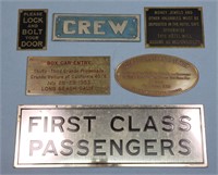 (6) Hotel & Railway Brass Signs