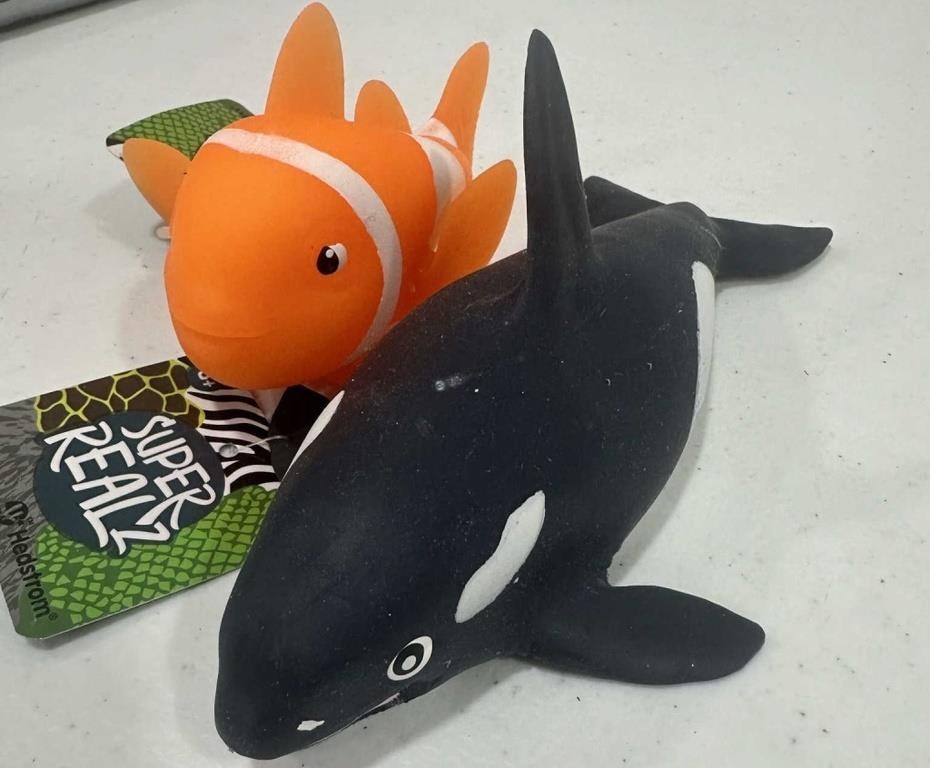 2ct Super Realz Stretchy Toys ORCA & CLOWNFISH