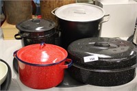 4PC COLLECTION OF ENAMELED POTS WITH LIDS