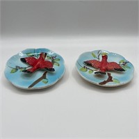 VTG round ceramic 3D 2 Blue and 2 Cardinals birds