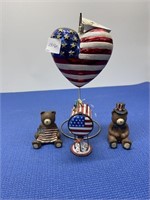 “America” 4 Pcs Hanging Heart , 2 Bears , Pill