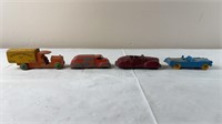 Vintage rubber, wooden, metal car toys
