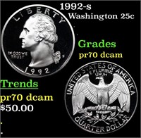 Proof 1992-s Washington Quarter 25c Grades GEM++ P