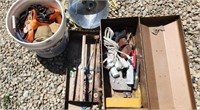 Tool Box w/Tools,Bucket of Straps