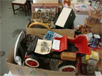 Two boxes of various bric-a-brac including two