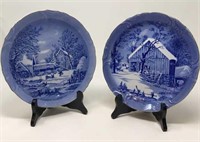 Set of 2 Currier and Ives Plates 8 in diameter