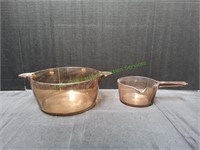 Corning Vision Brown Glass Stock Pot w/ Sauce Pan