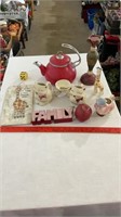 Enamel tea pot, home decor, candle holder, wall