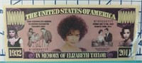 In memory of Elizabeth Taylor, banknote