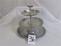 Hammered Aluminum Hand Wrought 3 Tier Serving Tray