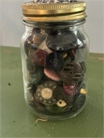 Jar w/ Vintage Bakelite Buttons & More