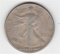 US 1945 P 90% Walking Liberty 1/2 Dollar