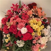 EXTREMELY LARGE BASKET OF FAUX FLOWERS