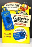 Vintage Cardboard Gillette Blue Blades Adv. Sign