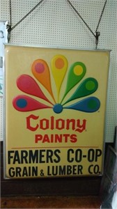 Colony Paints Farmers Co-Op Grain & Lumber Co.Sign