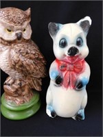 Carnival chalkware pig bank, as is - owl
