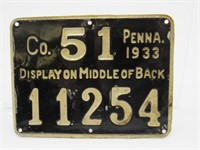 1933 PA. HUNTING LICENSE: