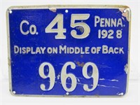 1928 PA. HUNTING LICENSE: