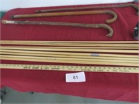 Walker, 4 ft stick, dowels, wood canes