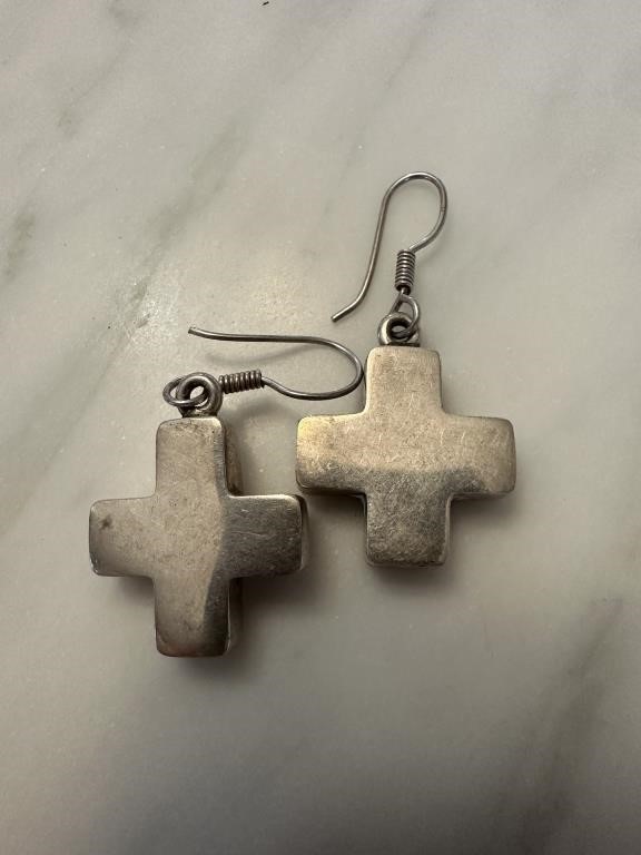 STERLING SILVER CROSS EARRINGS