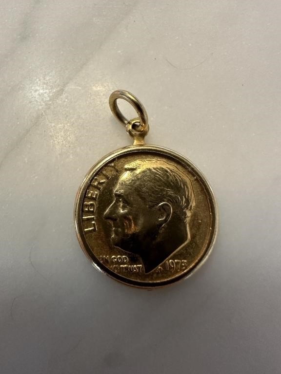GOLD DIPPED ROOSEVELT DIME PENDANT