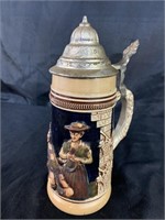 VINTAGE GERMAN BEER STEIN W/PEWTER LID