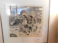 Framed Ink Drawing - 21' T X 21.5" W
