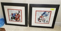 PAIR OF SIGNED/NUMBERED ABSTRACT MUSICAL ART PCS