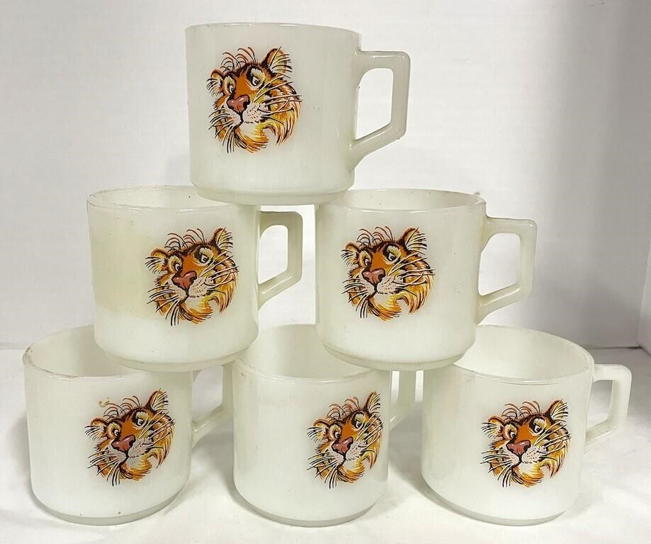 Six Vintage Esso Gas Station Tiger Premium Mugs