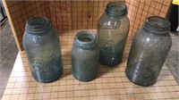 Blue jars half gallon and 1 quart