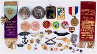 Great Assortment of Badges Pins and Ribbons