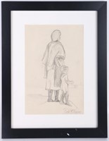 PAOLO ORIGINAL FIGURAL FRAMED SKETCHING AFTER