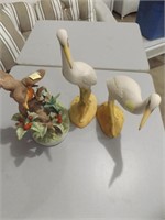 TWO(2) CRANES & OTHER BIRD FIGURINES