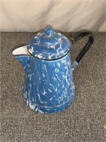 Blue swirl granite coffee pot